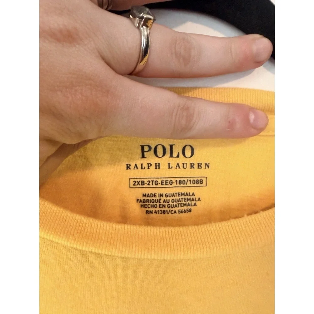 Polo Ralph‎ Lauren T Shirt 2XB Yellow Big Logo Graphic Y2K Streetwear Tee